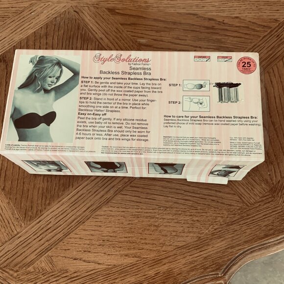 BRA SEAMLESS BACKLESS STRAPLESS Sz D  PASTIES NIPPLE COVERS L/XL - Picture 10 of 11